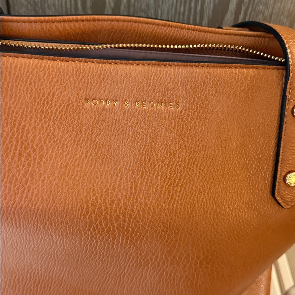 Poppy and Peonies Go Getter Tote - Cognac - Picture 2 of 9